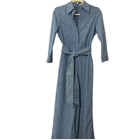 Alice + Olivia Pants - alice + olivia jumpsuit SZ 2 Wide leg, light denim, long sleeve, removable belt